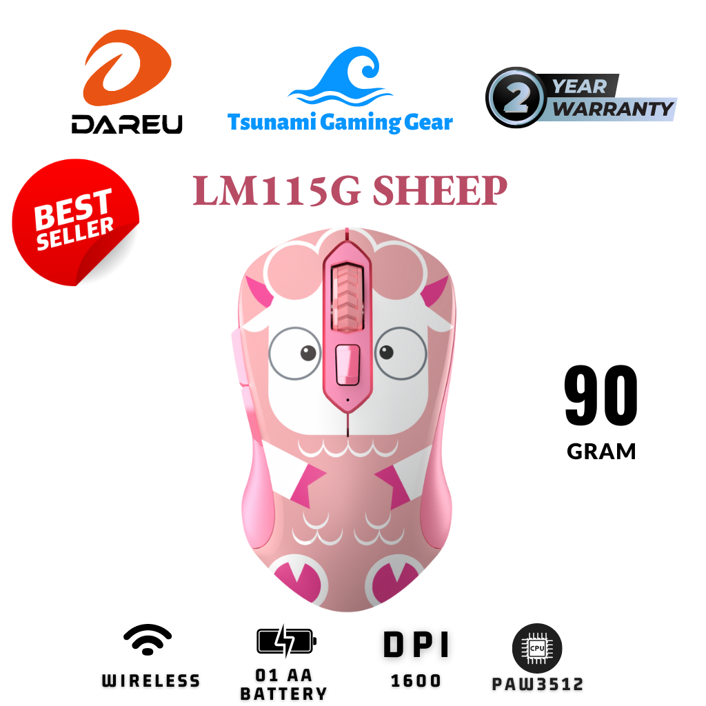 Chuột không dây Dareu LM115G Multi-color I LM115G Cute I Wireless 2.4 Ghz I Pin AA - Sản phẩm tốt với chất lượng, độ bền cao