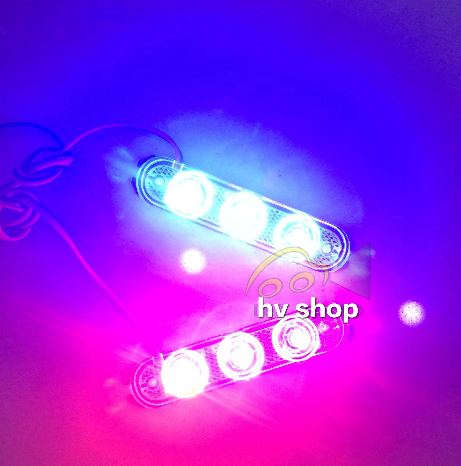 den led xe may Cặp đèn chớp xanh đỏ H5 3led ( xanh đỏ ) ( 1 bộ )