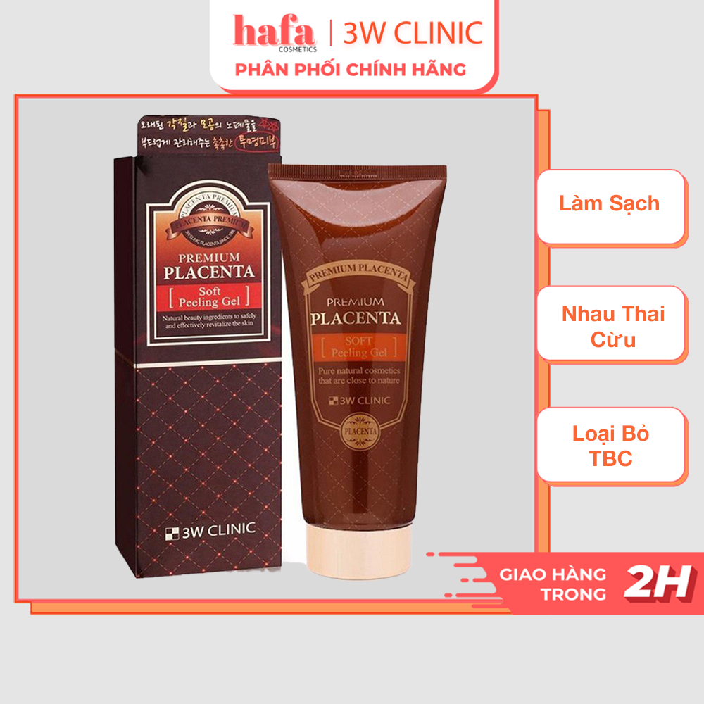 Gel Tẩy Tế Bào Chết, Làm Sạch Sâu Chiết Xuất Nhau Thai Cừu 3W Clinic Premium Placenta Soft Peeling Gel 180ml _ 3W Clinic Chính Hãng