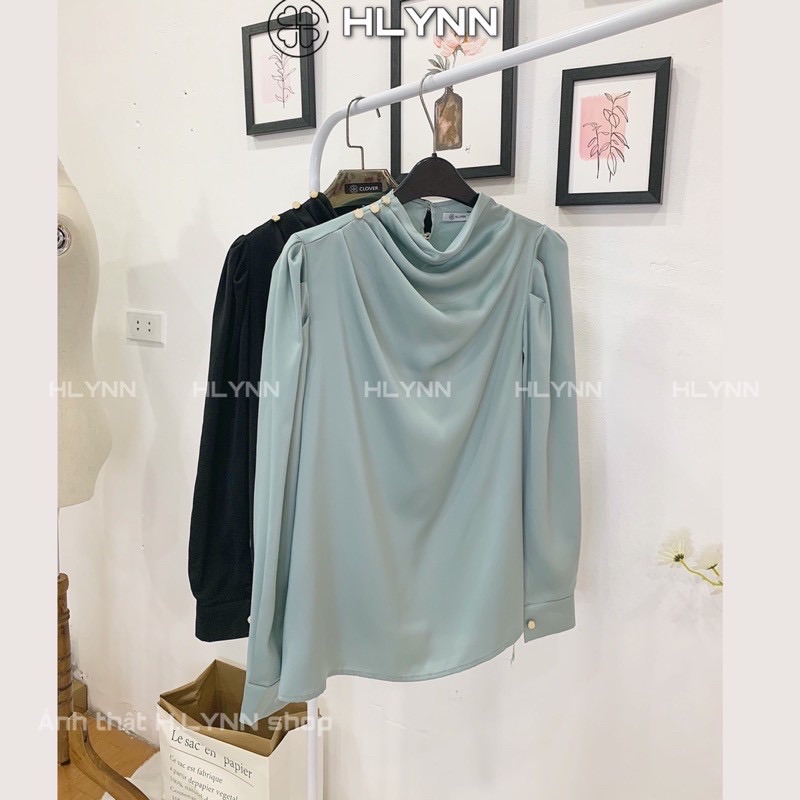 Áo Lụa Satin Đính Cúc Vai M104