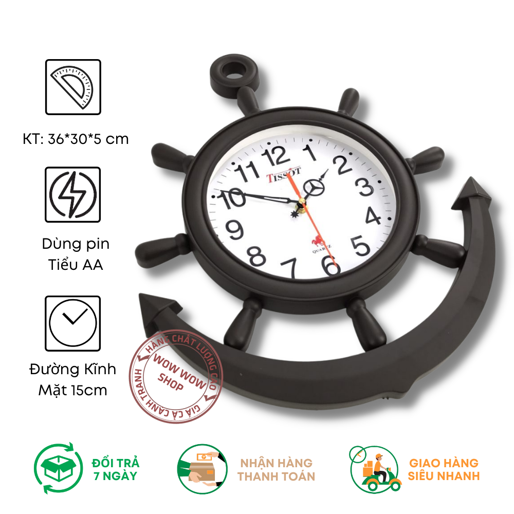 [HCM]Đồng Hồ Treo Tường Hình Mỏ Neo