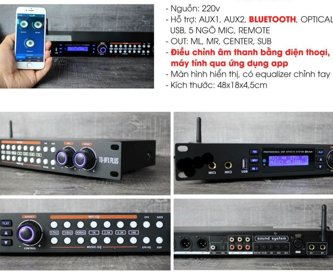 Mixer Vang Số Bluetooth Cao Cấp - Dành Cho Tủ Điện Và Phòng Hát