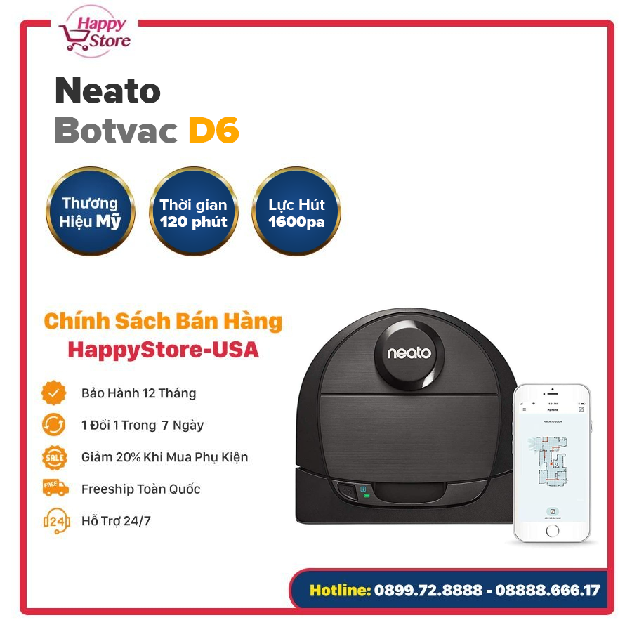 [Trả góp 0%]ROBOT HÚT BỤI NEATO BOTVAC D6 CONNECTED - BẢN QUỐC TẾ NHẬP MỸ