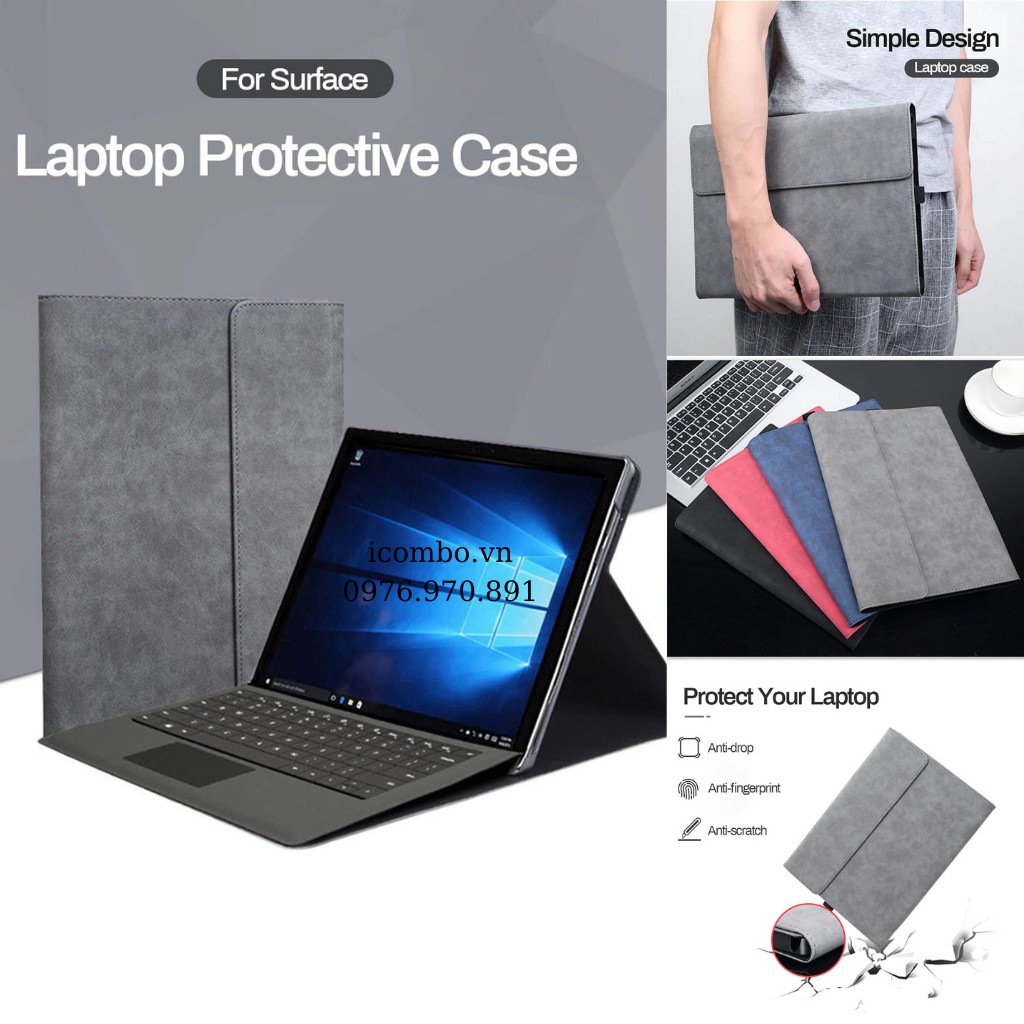 Bao da cao cấp cho Surface Go1,2, Surface pro 4,5,6,7,X, Surface pro 7 Plus Chống va đập, chống bụi bẩn