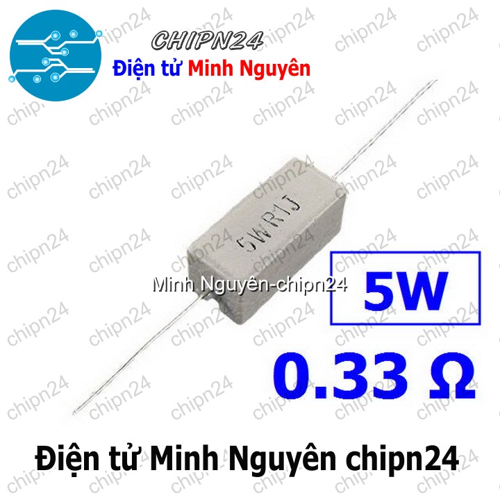[3 con] (F313) Điện Trở Sứ 0.33R 5W Loại Nằm - HH001307