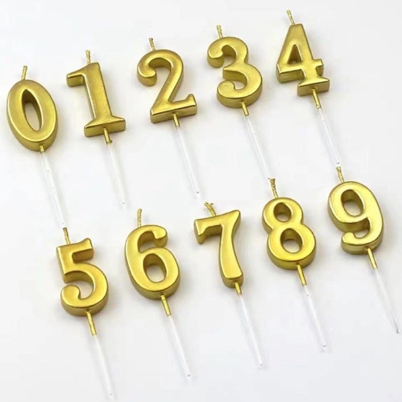 Nến Số Sinh Nhật Nhũ Vàng Từ 0 - 9