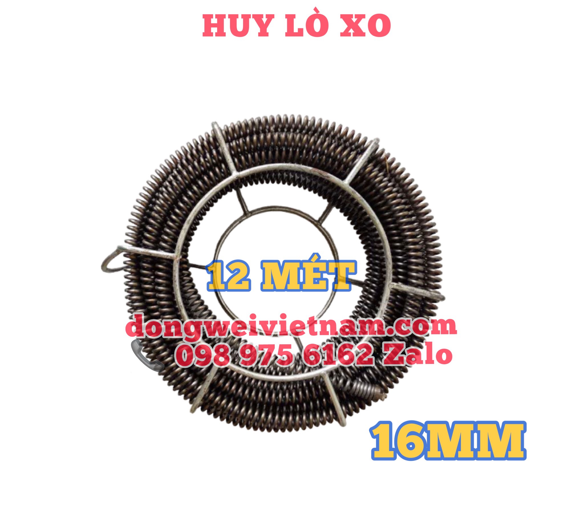 Dây thông cống lò xo 16mm dùng máy khoan