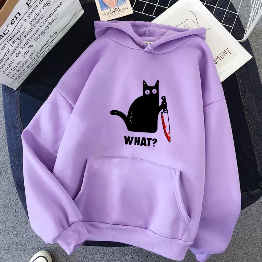 Áo khoác nỉ unisex form rộng nam nữ in logo cat what nhiều màu cực đẹp áo khoác hoodie local brad