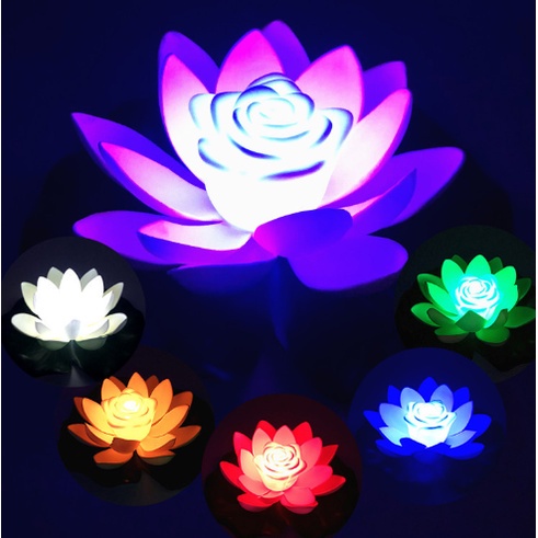 Đèn Hoa sen Nhiều cánh LED 3D 18cm(có thể thả dưới nước,cầu nguyện...)
