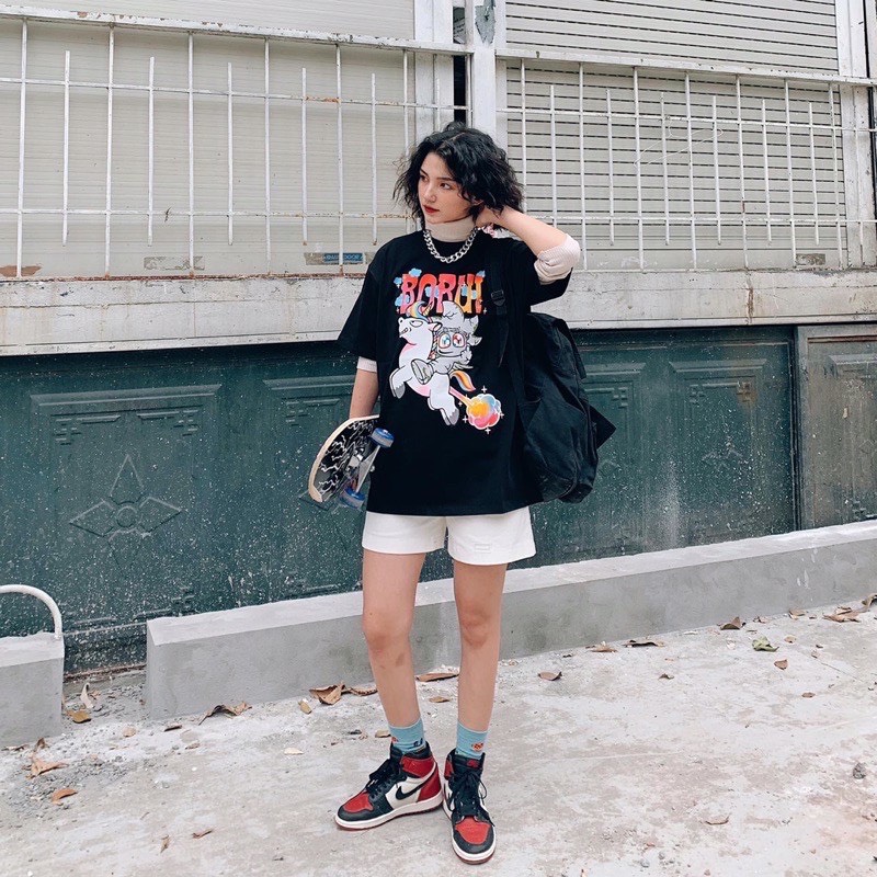 Áo thun BOBUI BeBiBo Unicorn phong cách unisex cho cả nam nữ vải cotton dày mịn co dãn tốt full tag mạc AL68