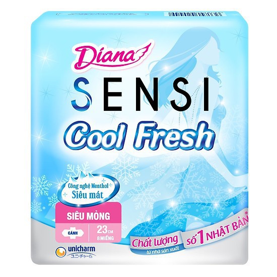 [HCM](Giá Thùng) Bvs Diana Sensi Cool Fresh (Gói 8 Miếng) (Có Cánh)