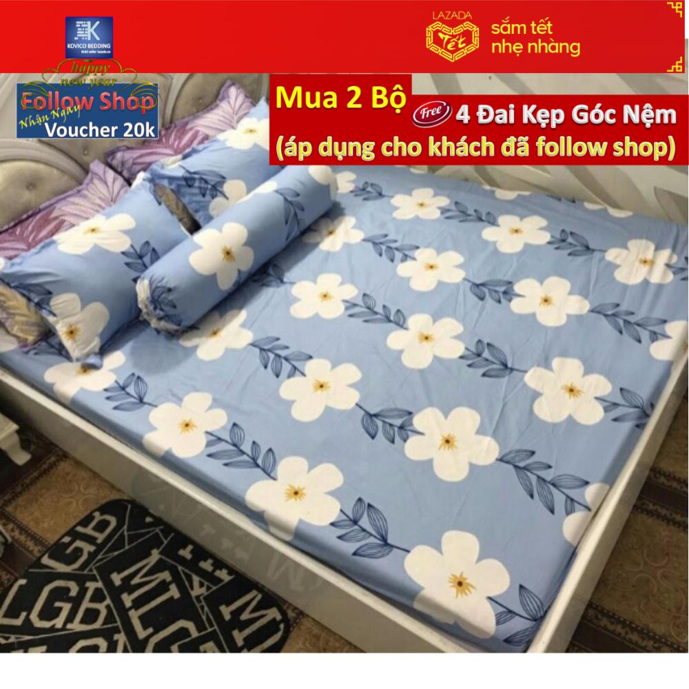 (FreeShip MAX) Bộ Ga - Gối- Gối ôm Poly Kovico Hoa Mai 1m6x2m
