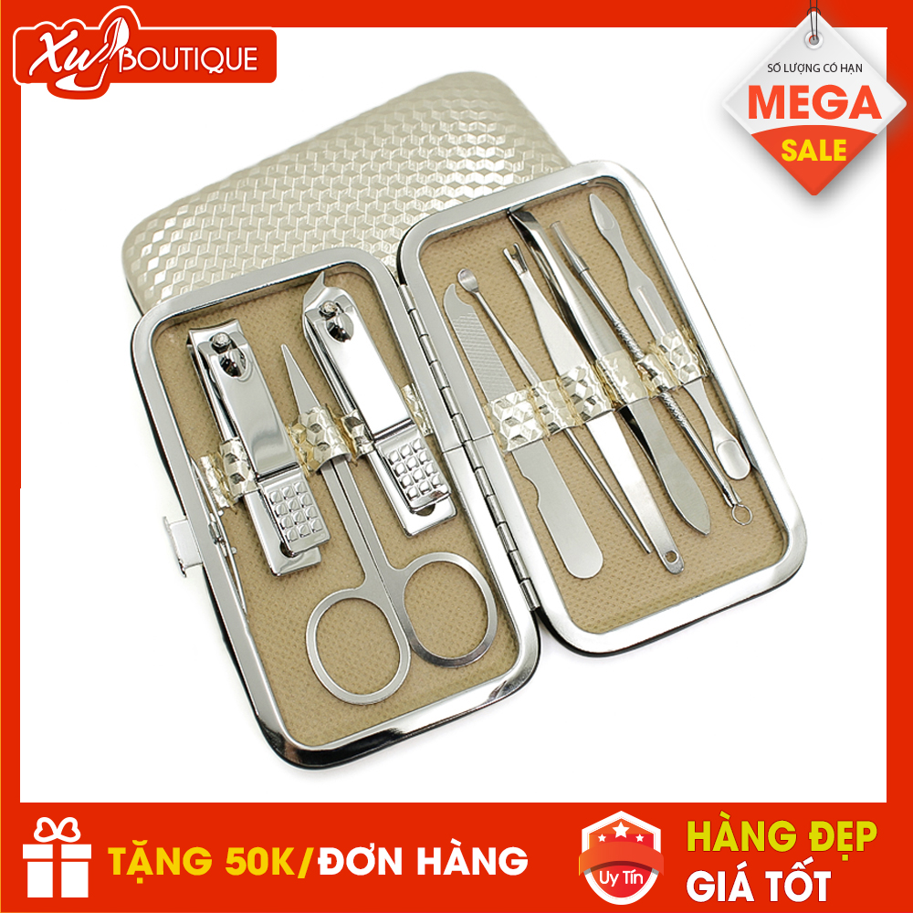 Bộ Kiềm,Bấm,Cắt Móng Tay  9 Món Màu Gold Cao Cấp