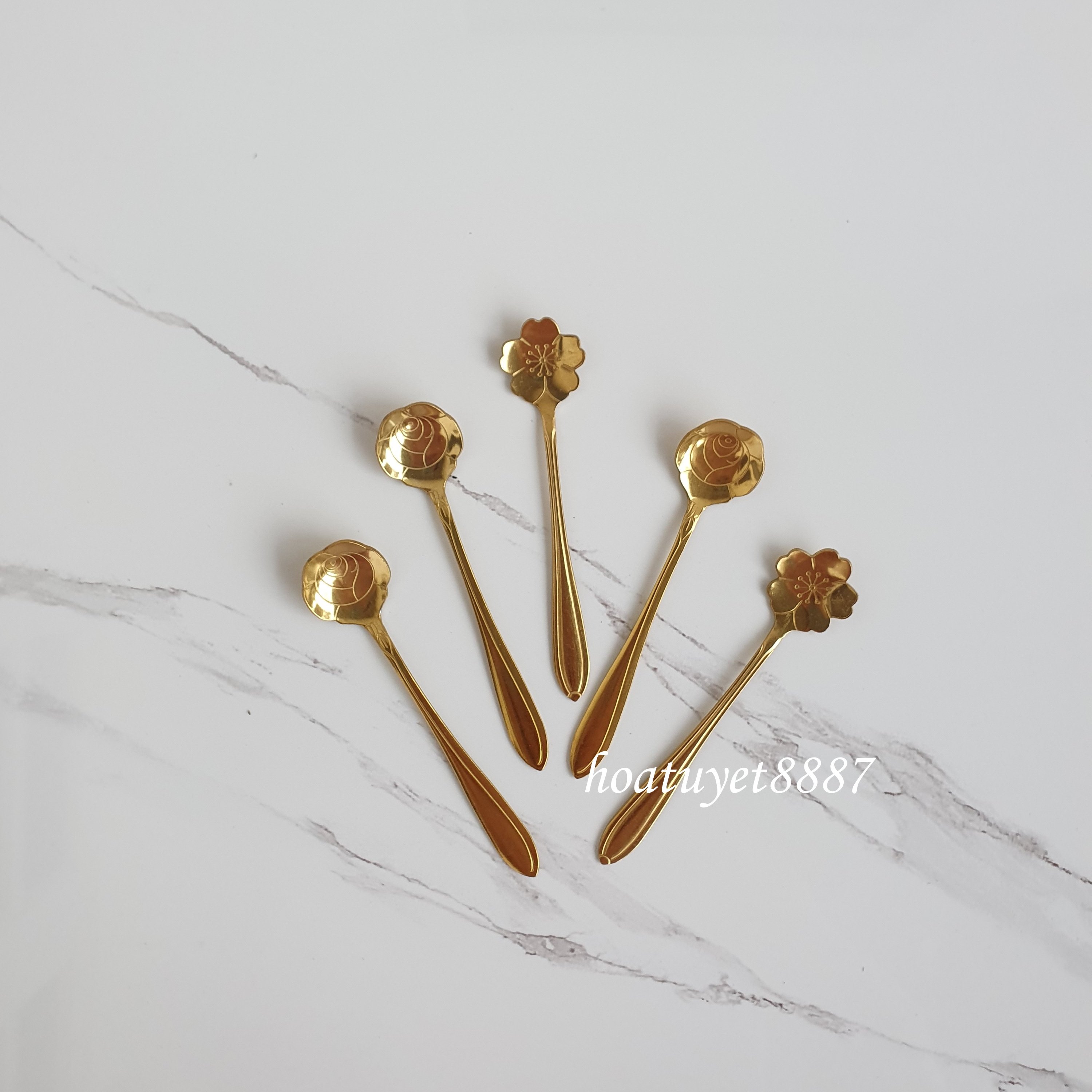 Thìa muỗng cà phê inox mạ vàng ẢNH THẬT