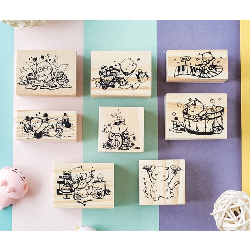 Con dấu gỗ mèo cute stamp gỗ SP022