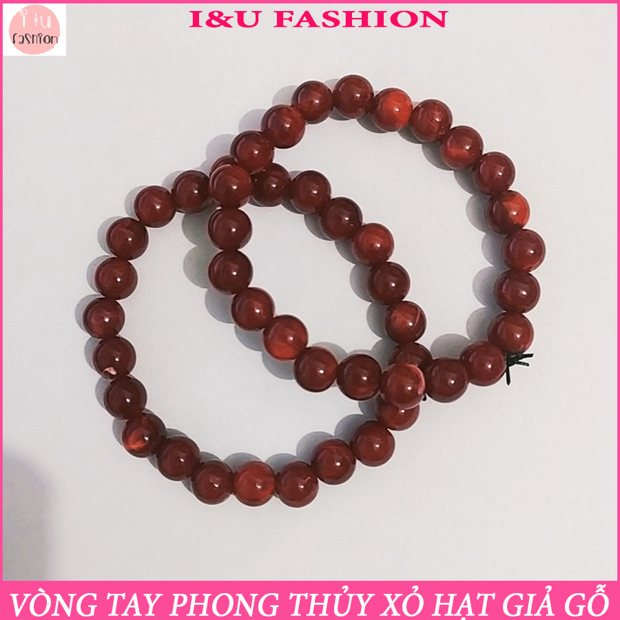 [ 1 SỢI ] Vòng tay lắc tay chuỗi hạt phong thủy trang sức màu nâu chất liệu acylic với dây co giãn dễ điều chỉnh và sử dụng VT-46