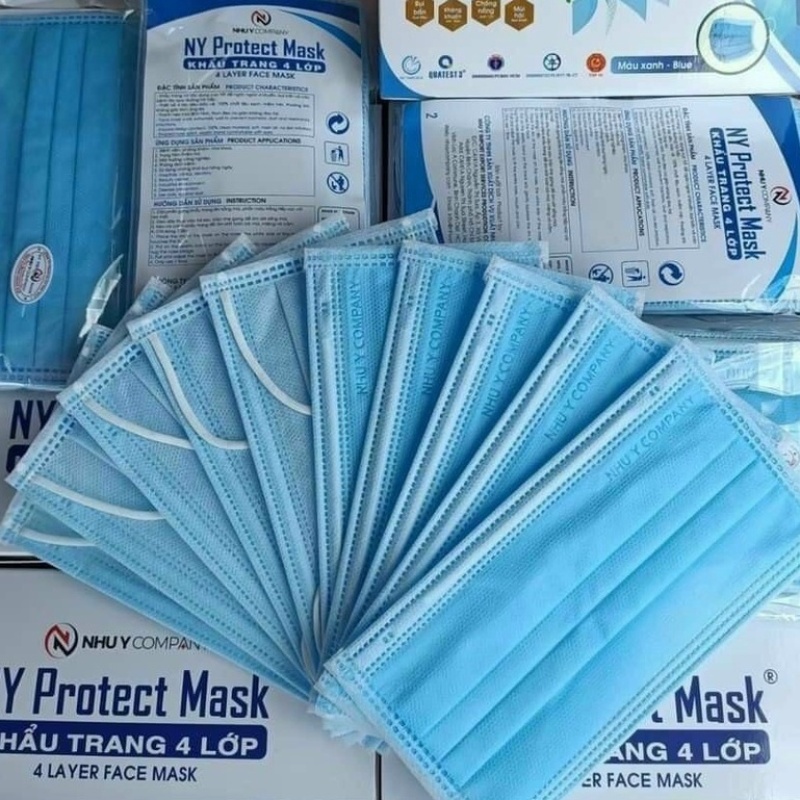 ⭐ Khẩu Trang Kháng Khuẩn 4 Lớp - Như Ý ⭐ Hộp 50 cái ⭐ Sản Xuất Tại Nhà Máy ⭐