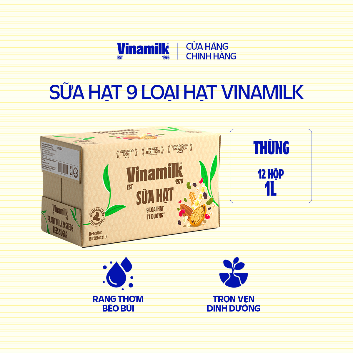 Sữa 9 loại hạt Vinamilk - Thùng 12 hộp 1L