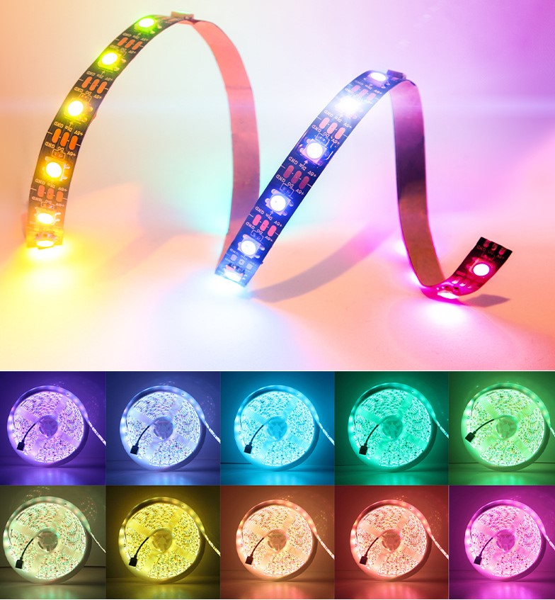 Ws2812B 5V full LED strip 5050rgb waterproof programmable light strip LED lamp app control remote