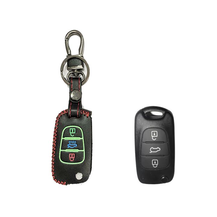 Bao da chìa khóa ô tô, xe hơi phản quang cao cấp 3 nút dùng cho xe Kia CAREN, MORNING, CERATO, SORENTO, K2, K5