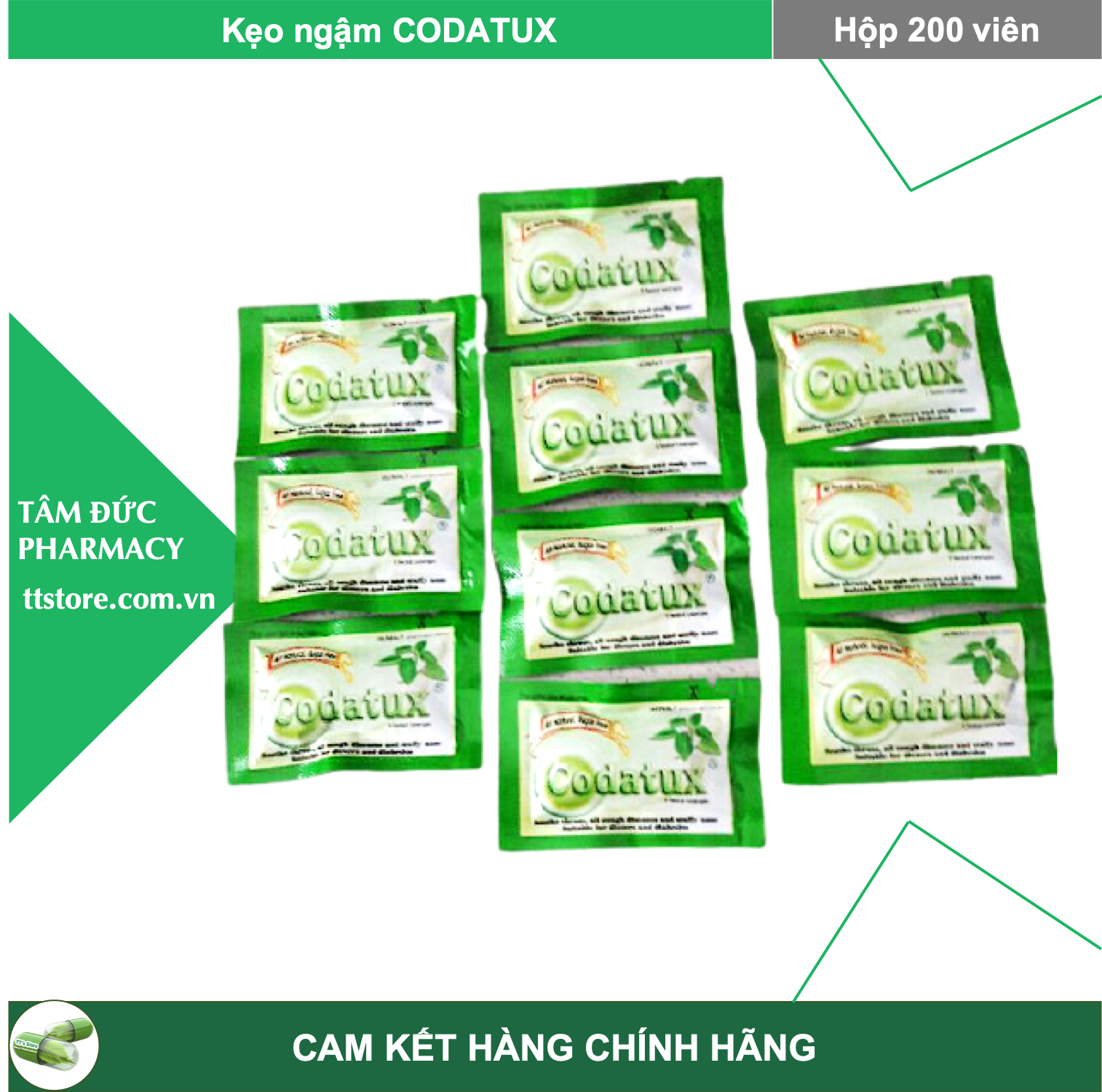 Kẹo CODATUX - CODATUX EXTRA [Hộp 200 viên] - Kẹo ngậm ấm bụng, giảm cảm lạnh, hết ho