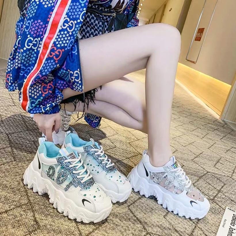 giày nữ/ giày sneaker nữ đế răng cưa 100 đính đá lấp lánh cực đẹp mẫu hot 2020 giá rẻ