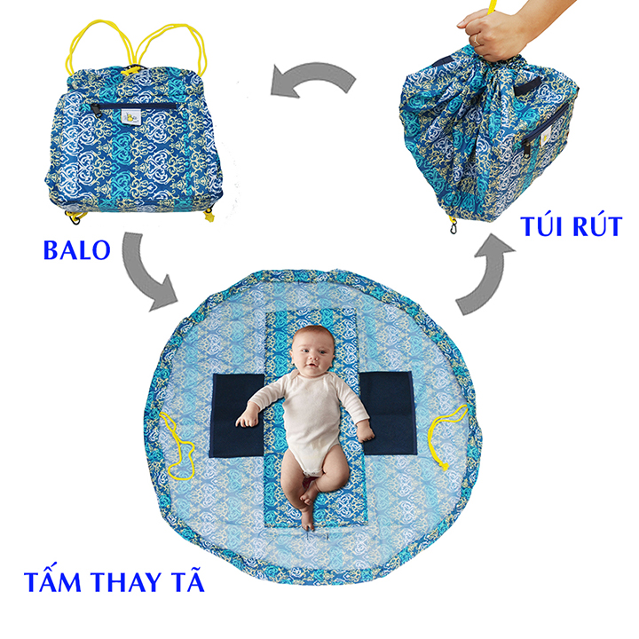 Balo rút đa năng BEESMART màu xanh