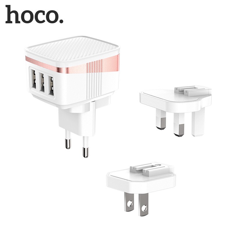 ốc Sạc 3 Cổng Hoco C83 (Có Thể Thay Đổi Chui Cắm)