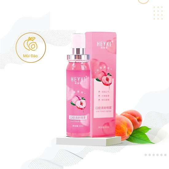 Xịt Thơm Miệng HEYXI 20ml Hương Bạc Hà & Đào