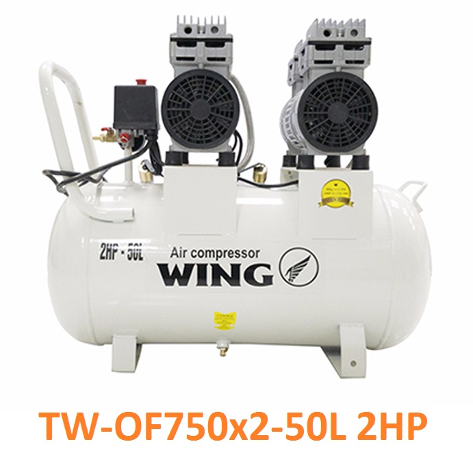 Máy nén khí không dầu giảm âm wing tw-of750x2-50l