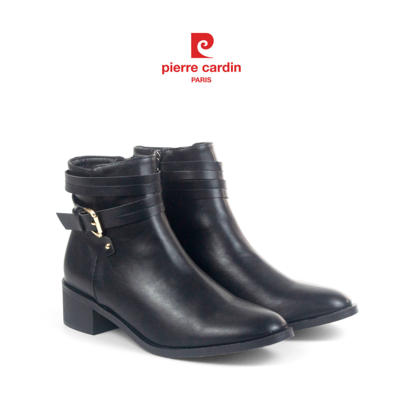 Giày boot/ Bốt nữ Pierre Cardin cổ thấp, da cao cấp, đế cao 4,5cm, thiết kế khuya thời trang -  247