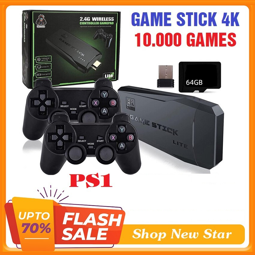 Máy Chơi Game 4 Nút,Máy Chơi Game Stick Không Dây cao cấp,Tay cầm chơi game,HDMI 3000+/10000+ Trò Chơi, Kết nối HDMI, 4K kết nối với ti vi, máy tính Tặng kèm thẻ nhớ TF 32Gb/64Gb