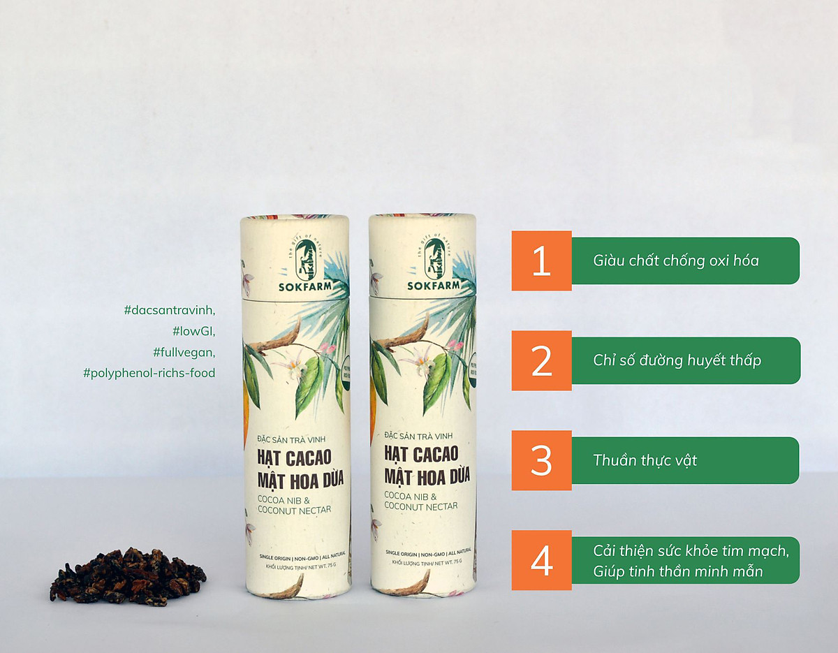 Hạt cacao phủ mật hoa dừa 75gr