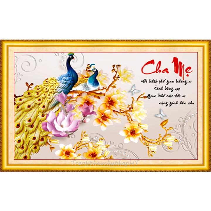 Tranh đính đá cha mẹ LV171 - tự đính