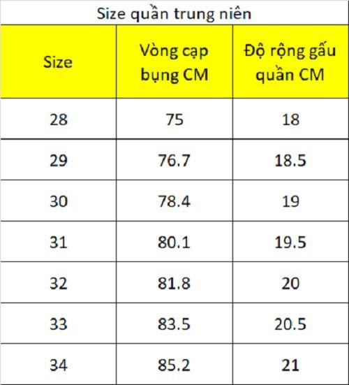 Quần âu nam trung niên vải cao cấp
