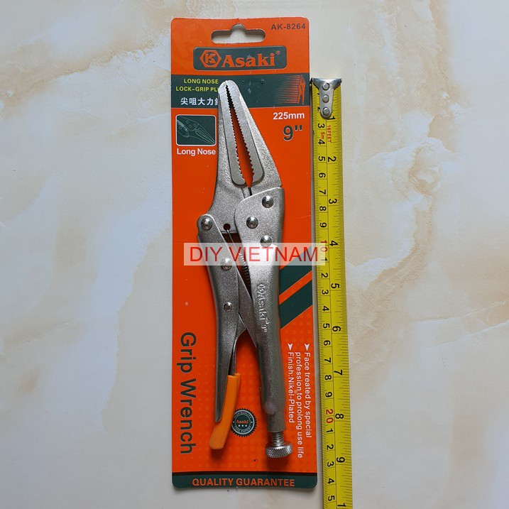 Kìm chết mỏ nhọn Asaki 9inch / 25cm- Kìm bấm chết miệng dài Asaki 25cm