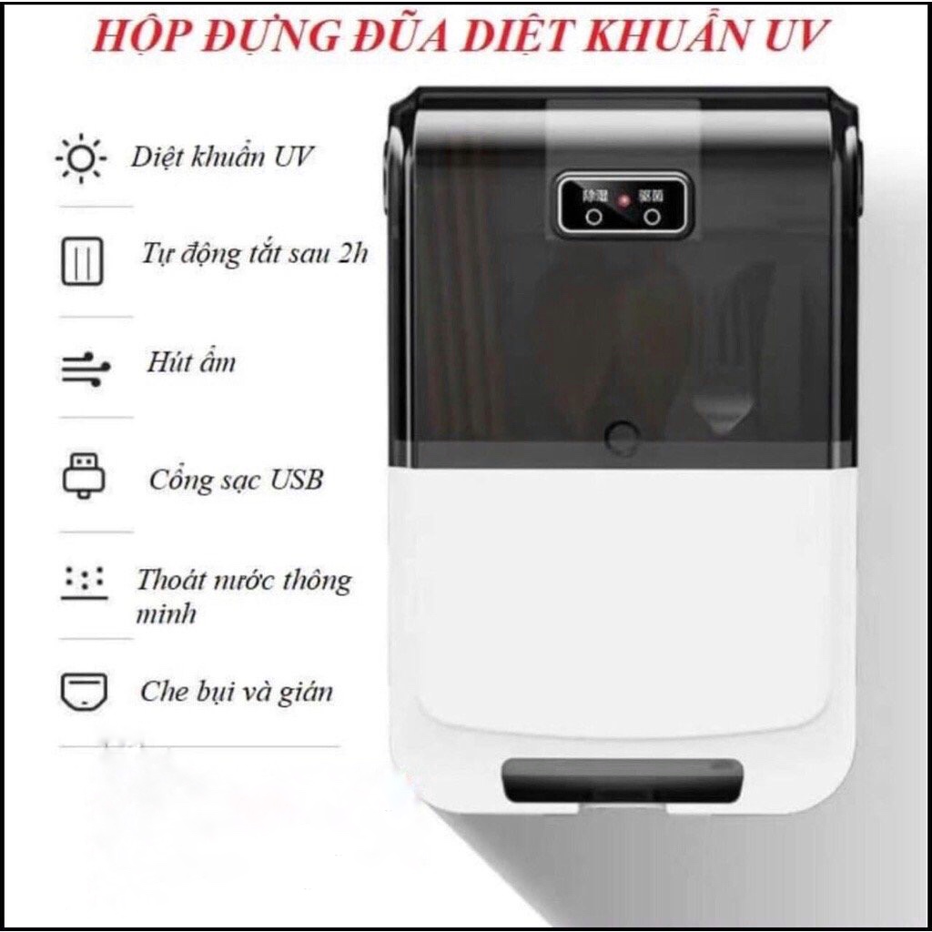 Máy sấy khử khuẩn đũa muỗng treo tường, máy sấy đũa muỗng bằng tia UV, hộp đựng đũa thìa