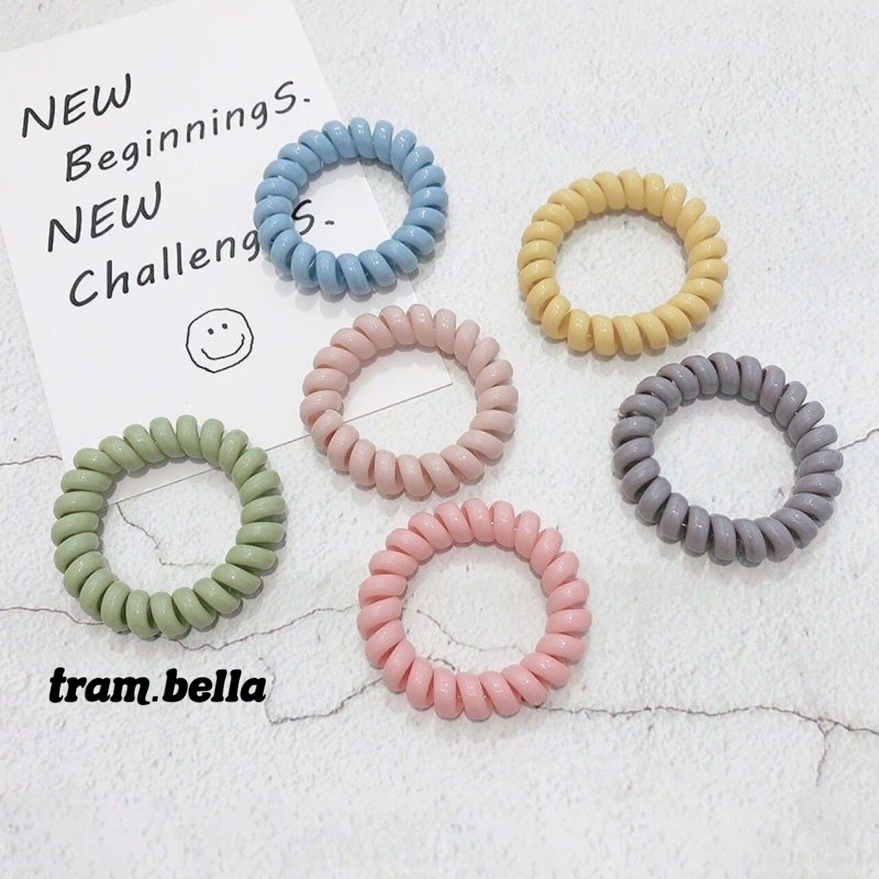 Dây cột tóc lò xo màu pastel - Trâm Bella