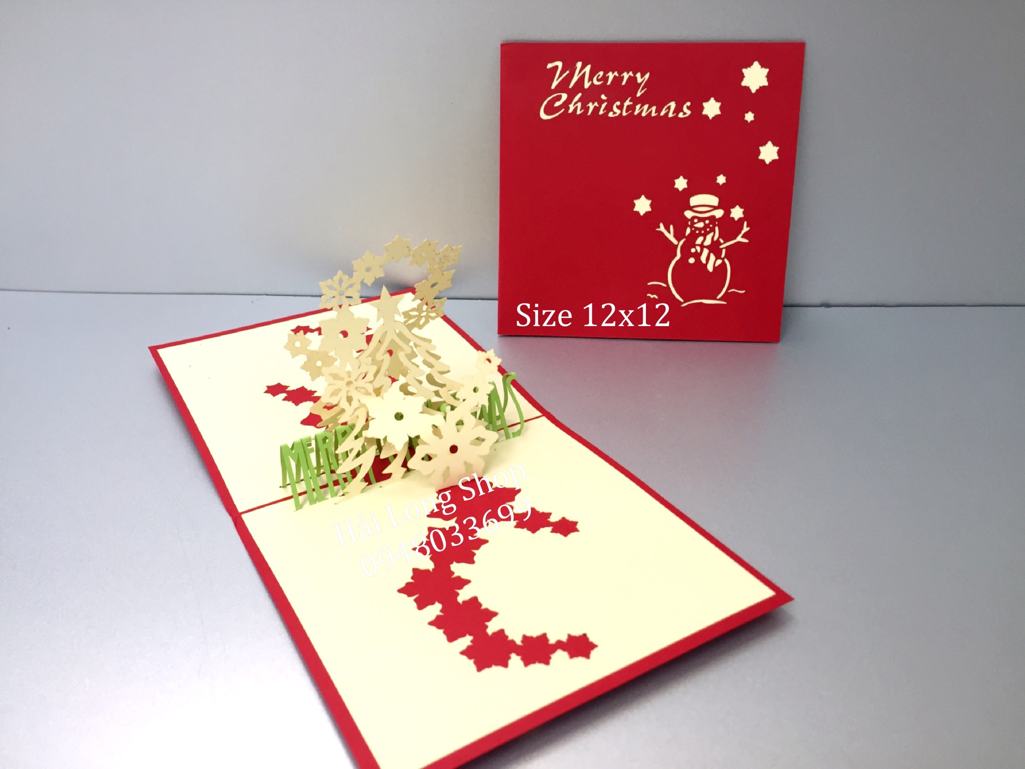 Cây thông 12 (  lót trắng ) - Noel - Thiệp 3D