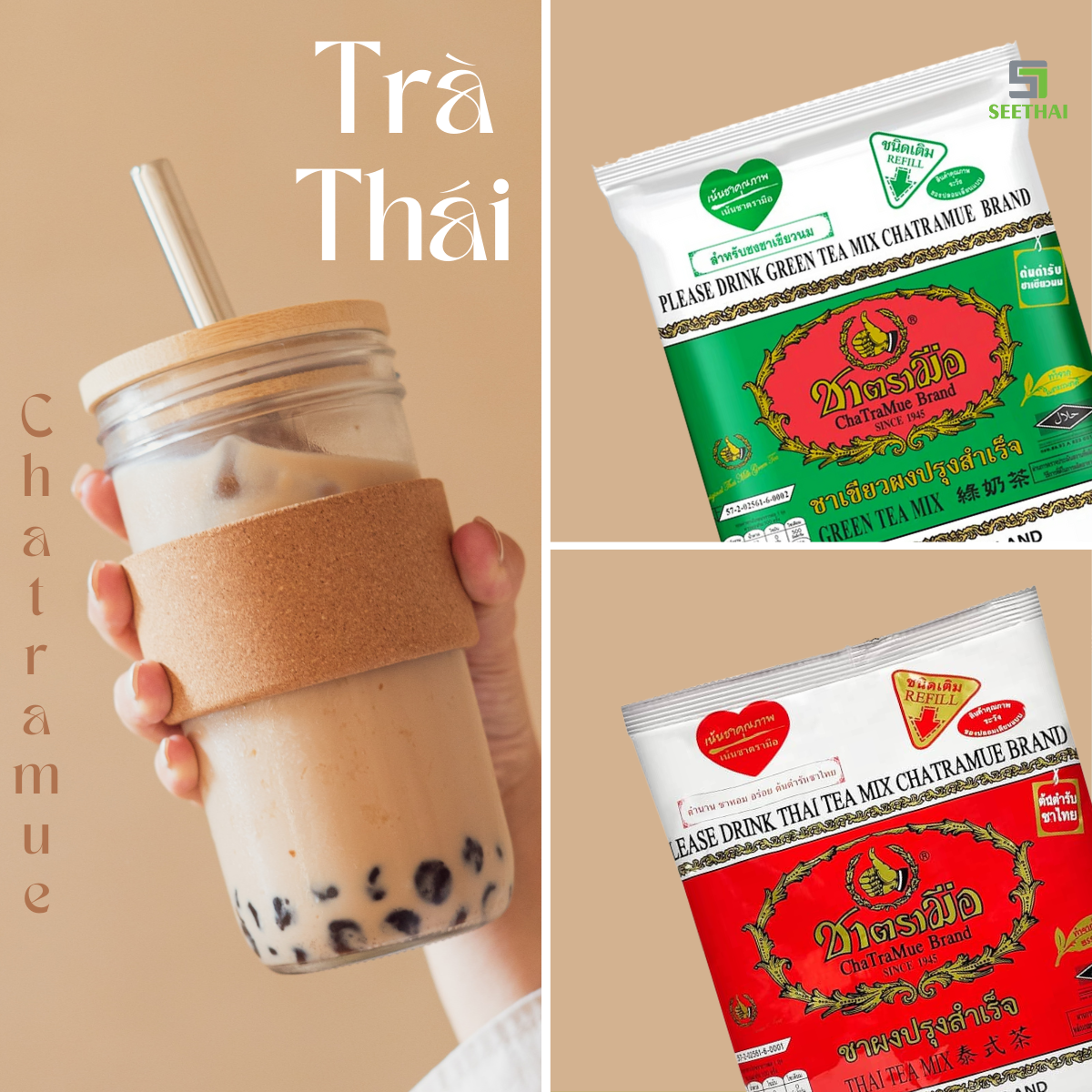 Trà thái xanh trà thái đỏ CHATRAMUE pha trà sữa Thái đúng chất
