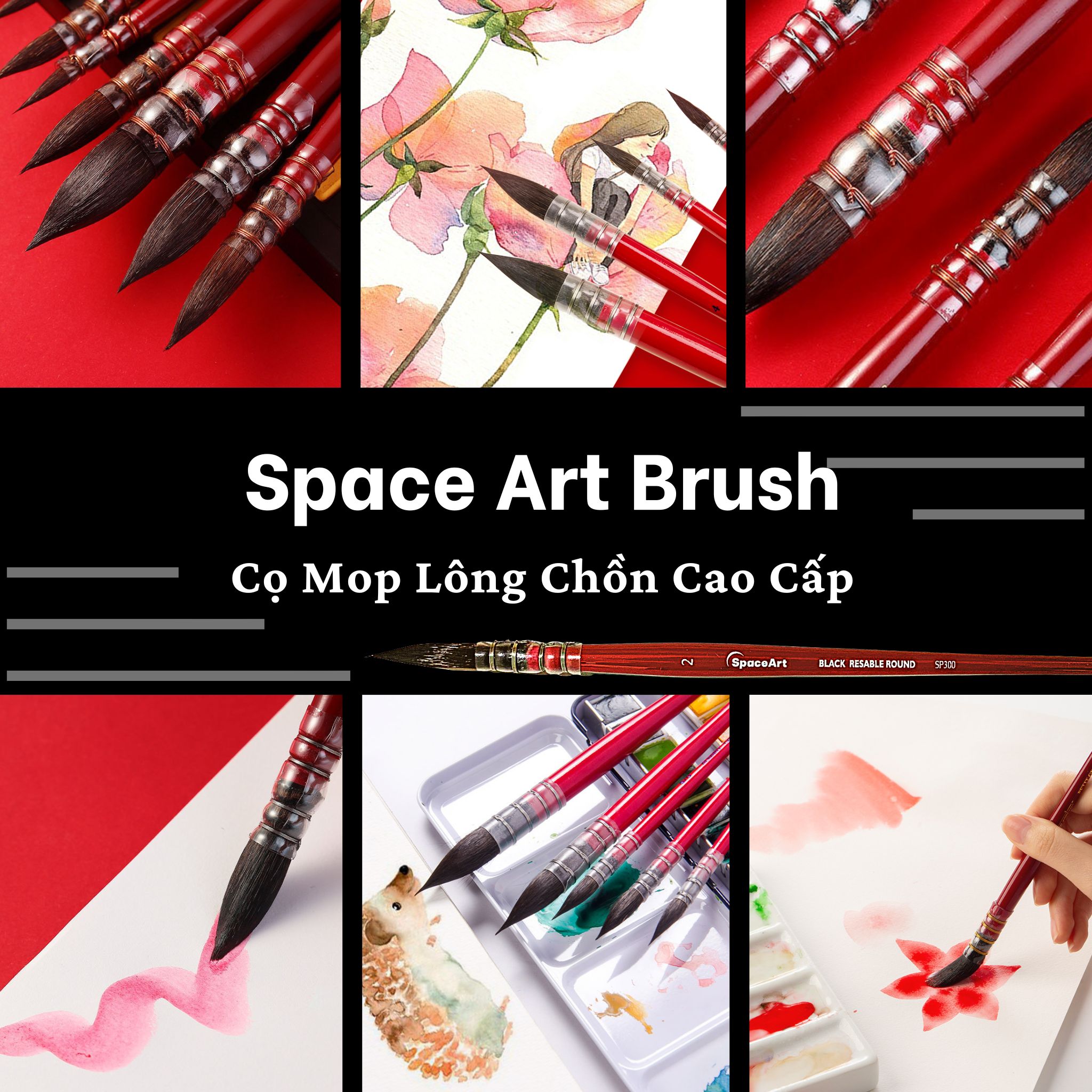 Cọ mop vẽ màu nước lông chồn space art sp300