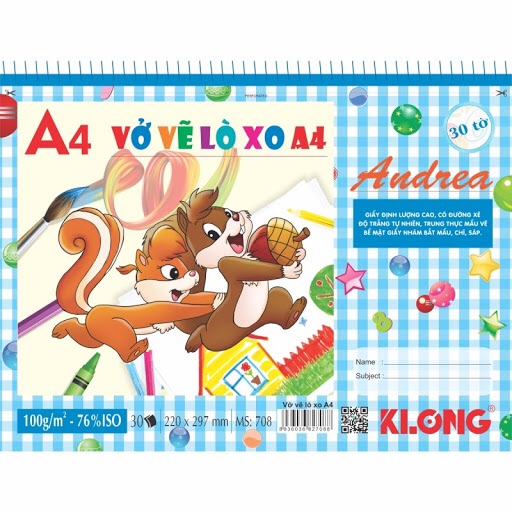 Vở vẽ lò xo xé A4 - 30 tờ; MS: 708