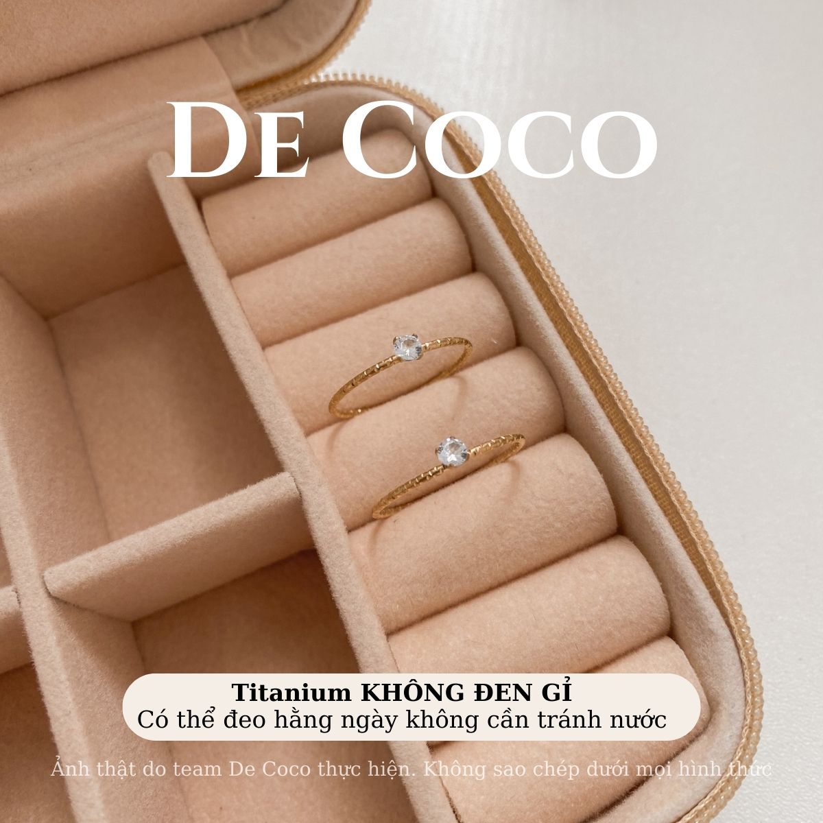 KHÔNG ĐEN GỈ - Nhẫn nữ thân mảnh đánh nhám Slenda De Coco