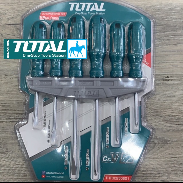 Bộ 6 tua vít dẹp và bake Total THTDC250601