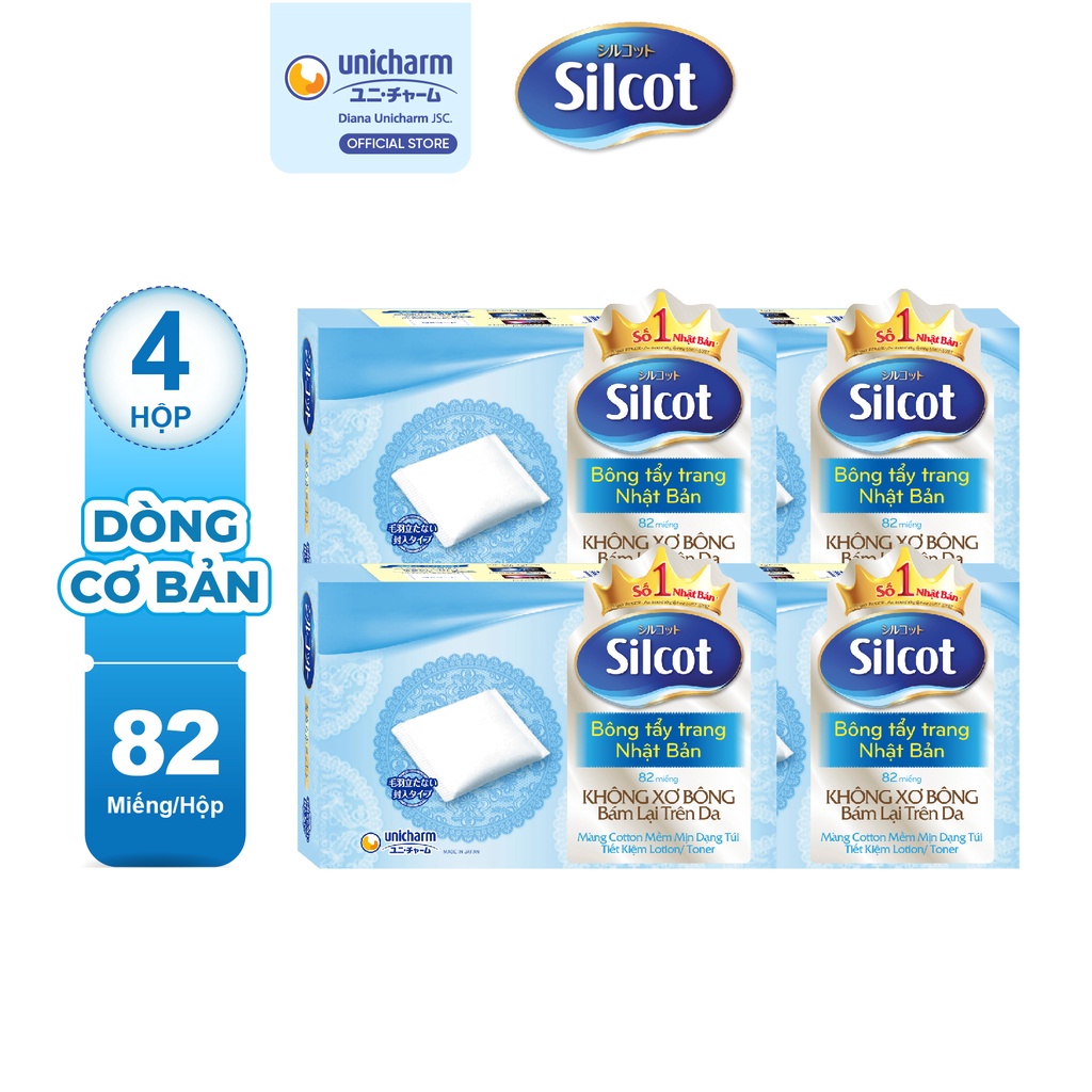 Combo 4 hộp Bông trang điểm Silcot 82 miếng/hộp