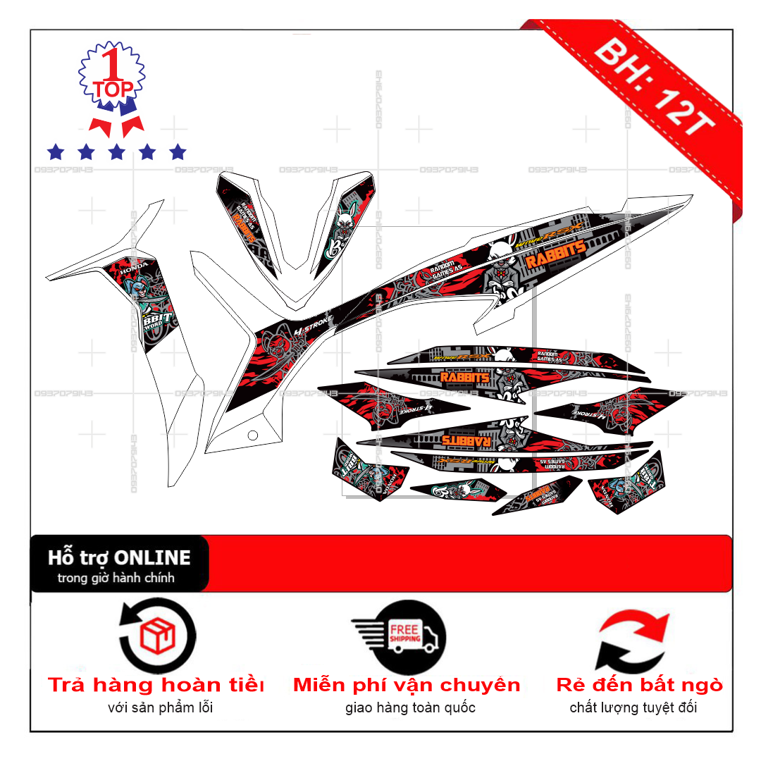 Tem rời wave rsx 2014 thỏ rabbits