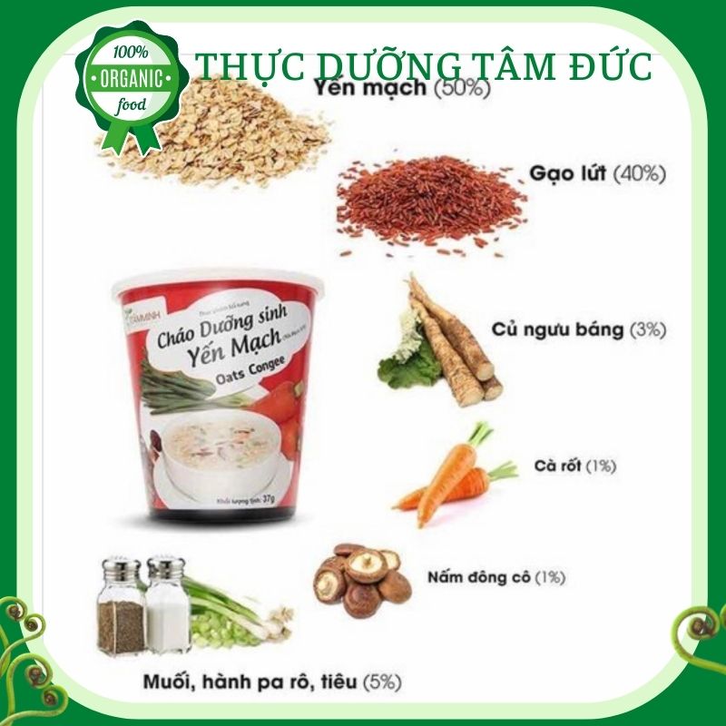 Cháo dưỡng sinh yến mạch tâm minh foods ly 43gr