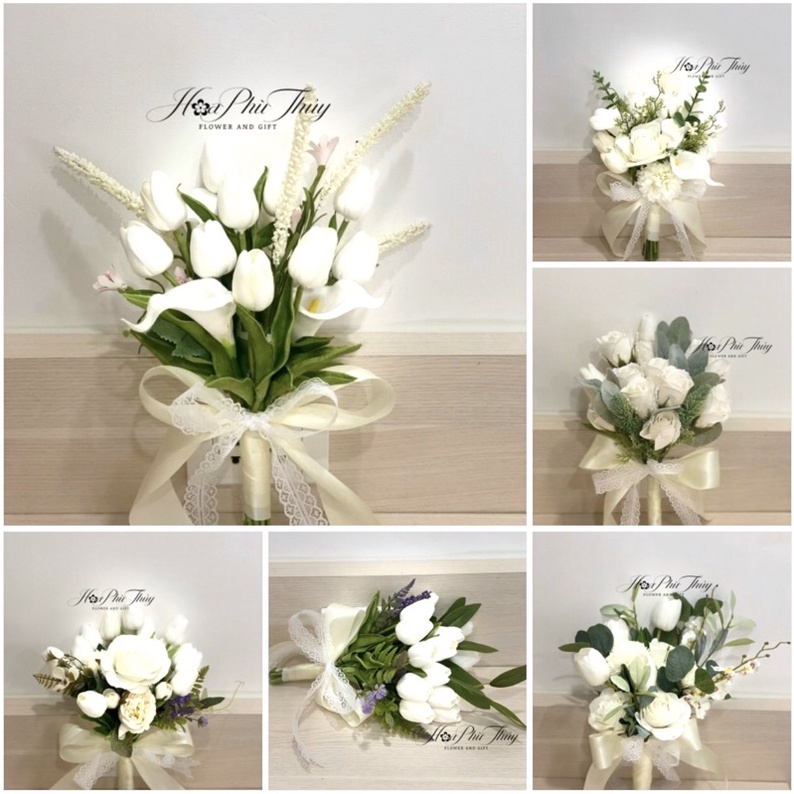 Bó hoa cầm tay cô dâu tulip