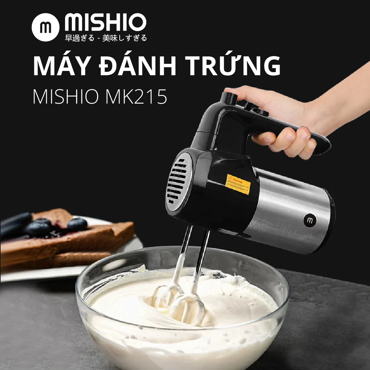 Máy đánh trứng - 5 tốc độ, thân inox không gỉ sang trọng