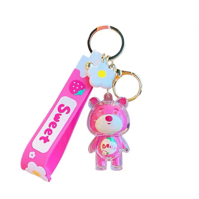 Móc Khóa Gấu Dâu Dây treo Key Chain Đeo Balo